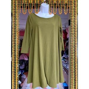Leith olive green 3/4 sleeve tunic dress